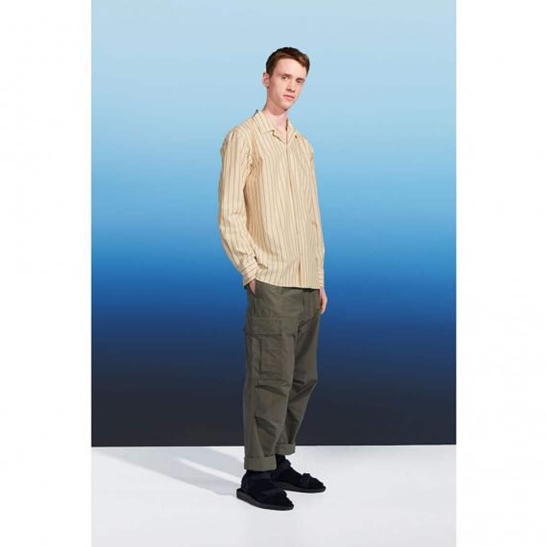 유니클로 U 오픈 칼라  스트라이프 셔츠 상품이미지7