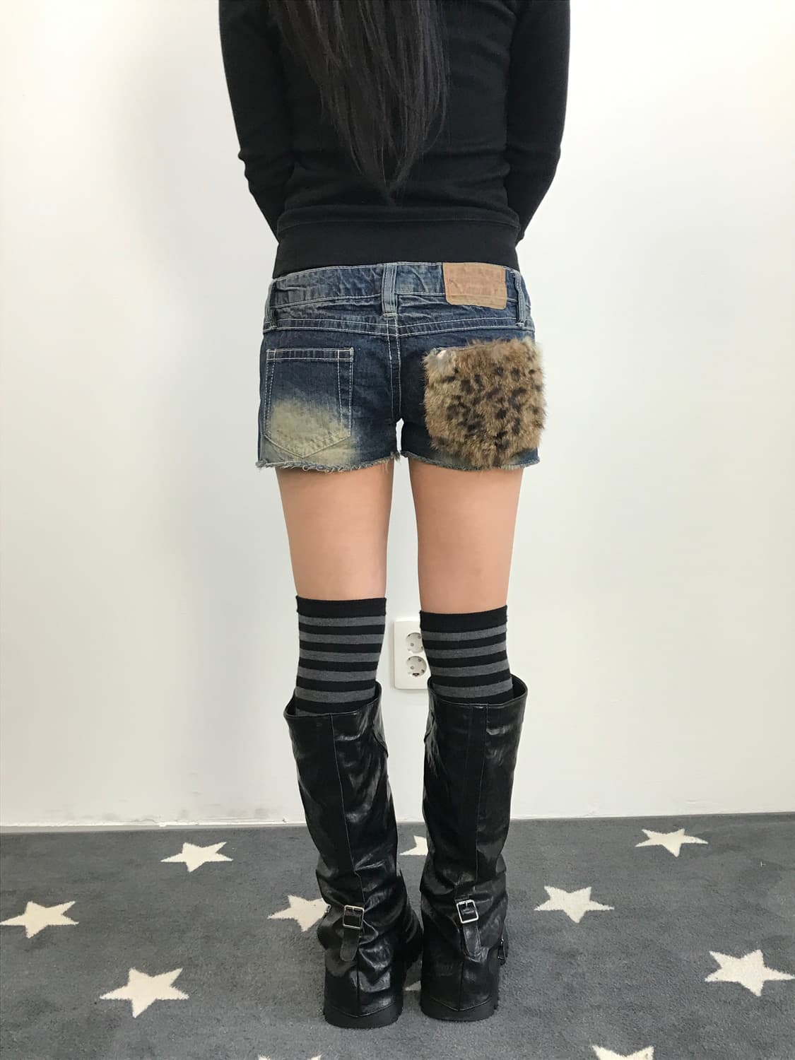 Jpn Y2k Leopard Fur Pocket Mini Pants 상품이미지1