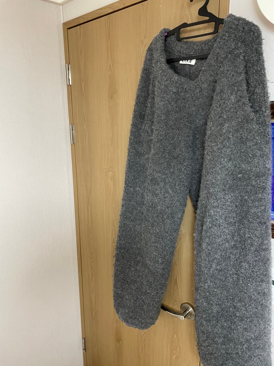 [s] 쿠어 알파카 울 부클레 니트 팬츠 챠콜그레이 상품이미지3