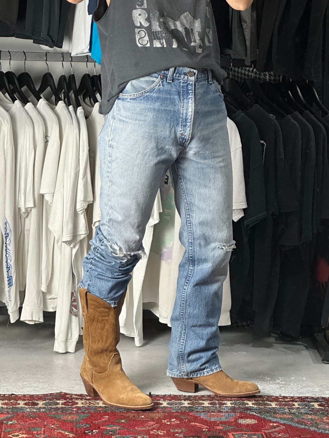 90s USA Made FRYE 러프아웃 스웨이드 카우보이 웨스턴 부츠 상품이미지10