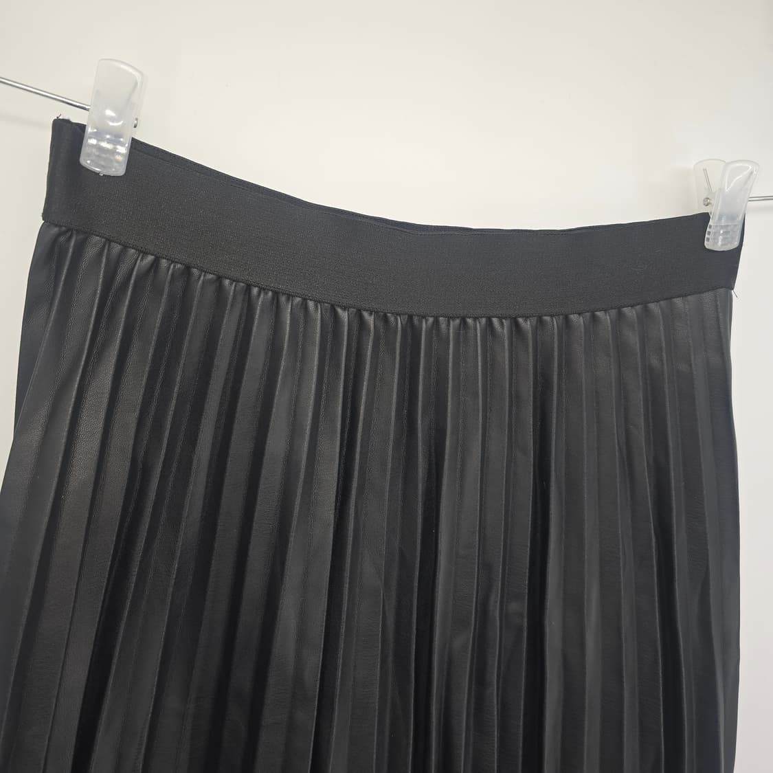 자라 블랙 레더 레이스 플리츠 롱 스커트 M 상품이미지7