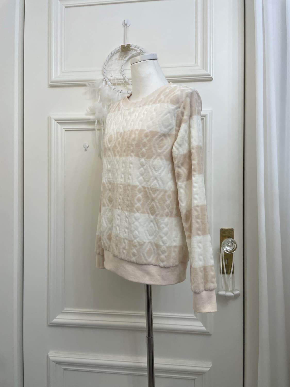 ivory beige stripe soft warm mtm top 상품이미지2