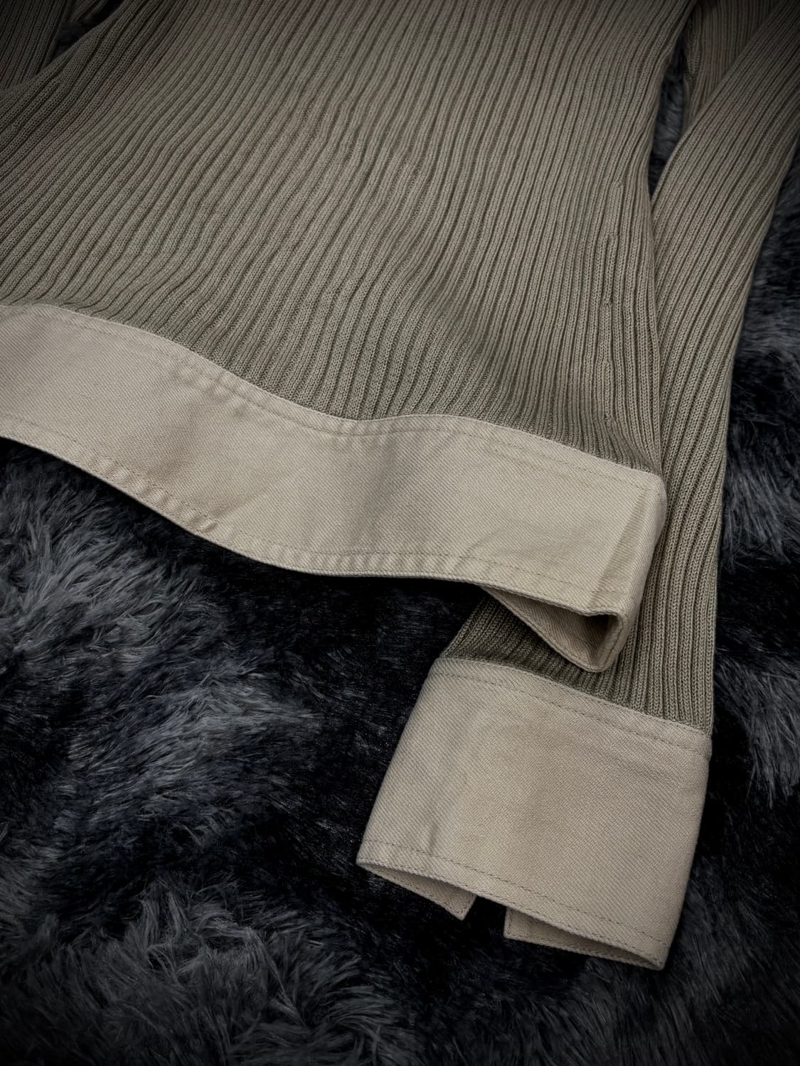 베이지 골지 포켓 드라이버스 니트카라집업 상품이미지7