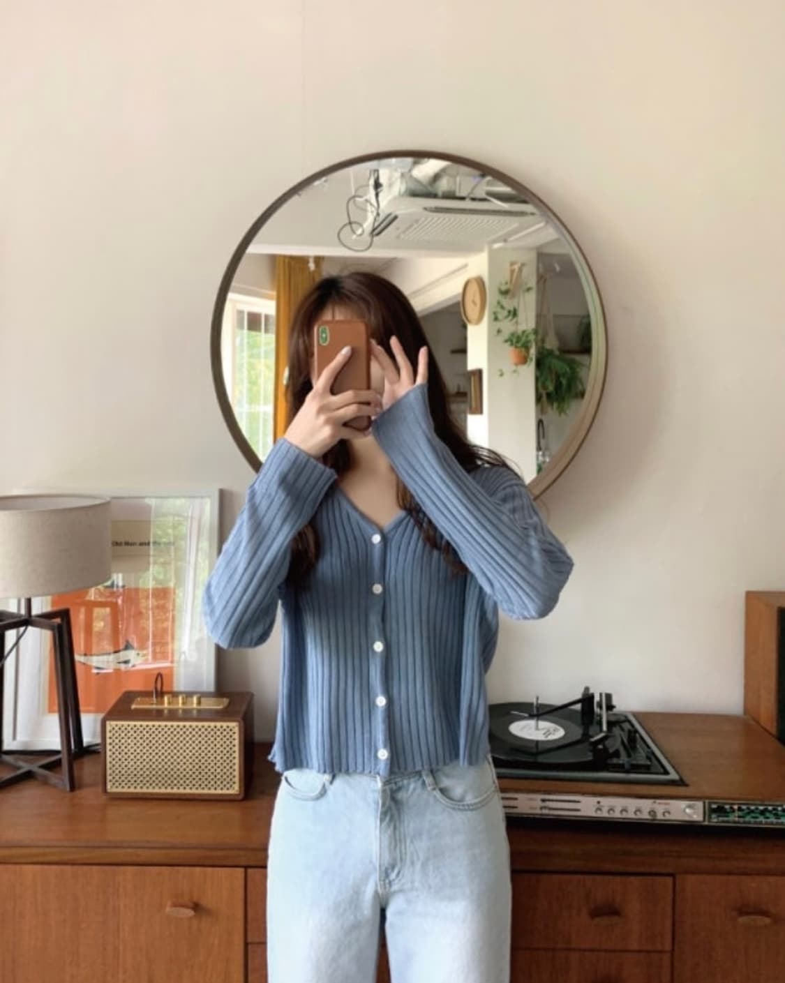 (미착용) 98도씨 오가닉 골지 린넨 가디건 팬톤블루 봄 여름옷 새상품 상품이미지1