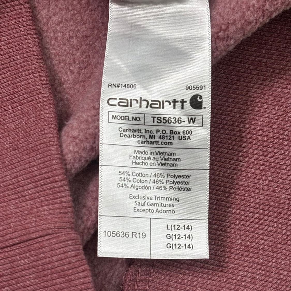 CARHARTT 레인 디펜더 후드티 핑크 L 상품이미지8