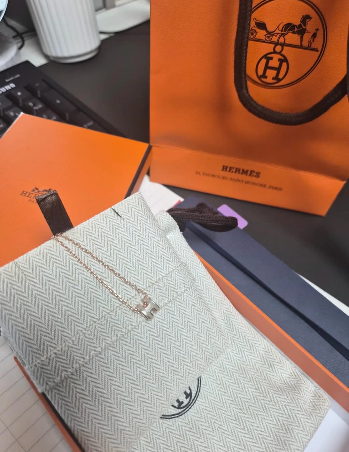 [급] 에르메스 미니팝아슈 목걸이 마론글라세 상품이미지3