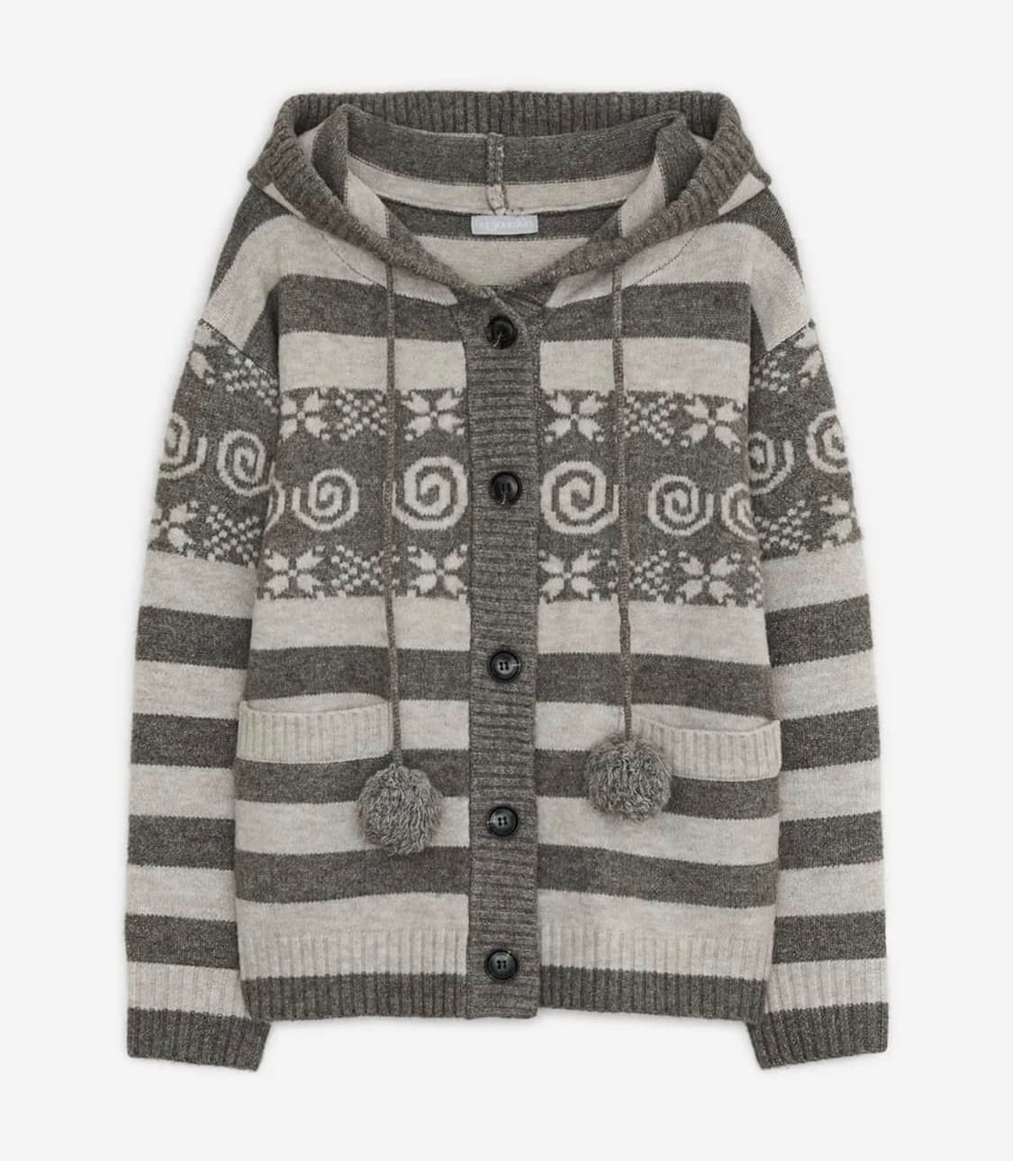 허그유어스킨 엔젤 윙 후드 폼폼 가디건 브라운 상품이미지1