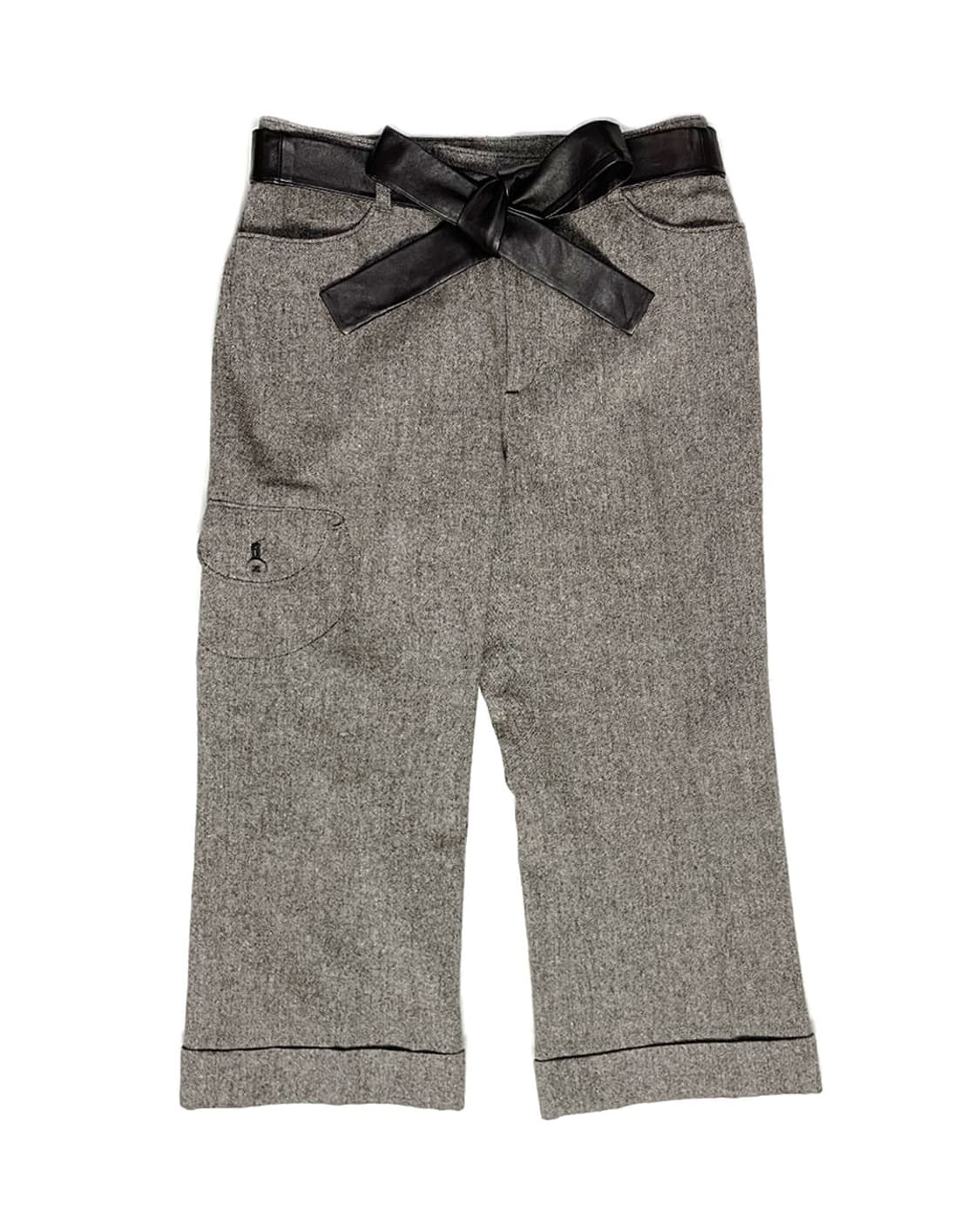 Hiroko Koshino 레더 벨트 울 카프리팬츠  상품이미지1