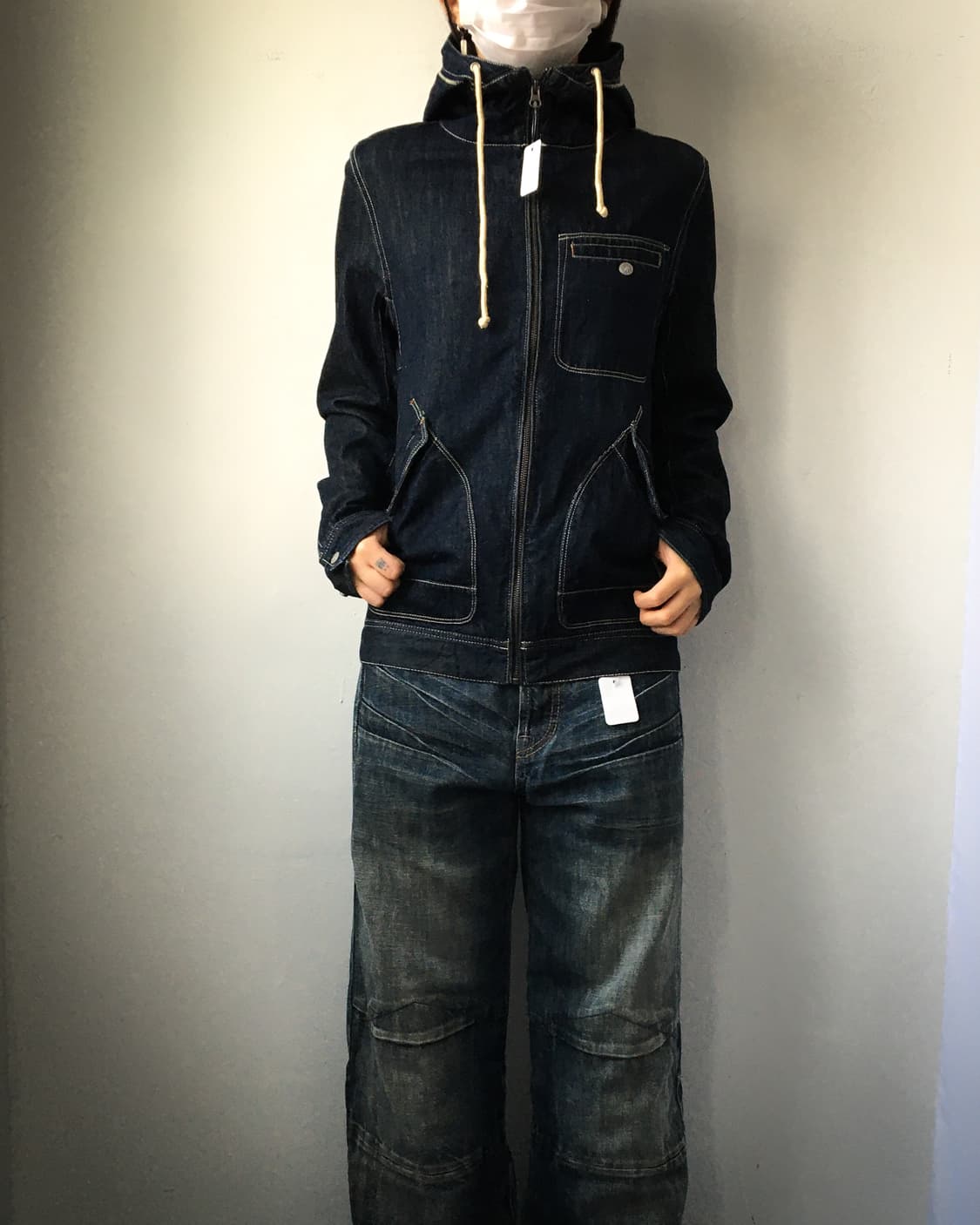 Stitch point hood denim jacket 상품이미지1