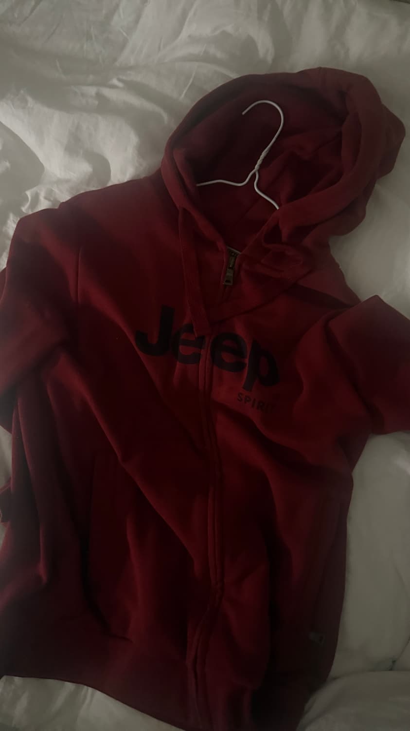 Jeep 지프 버건디 레드 후드집업 슬림핏 상품이미지1