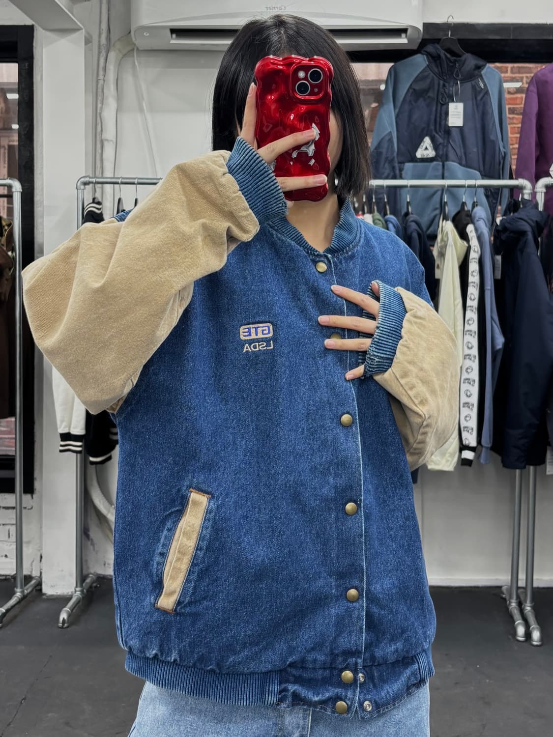 Three Rivers 데님 바시티 자켓  상품이미지3