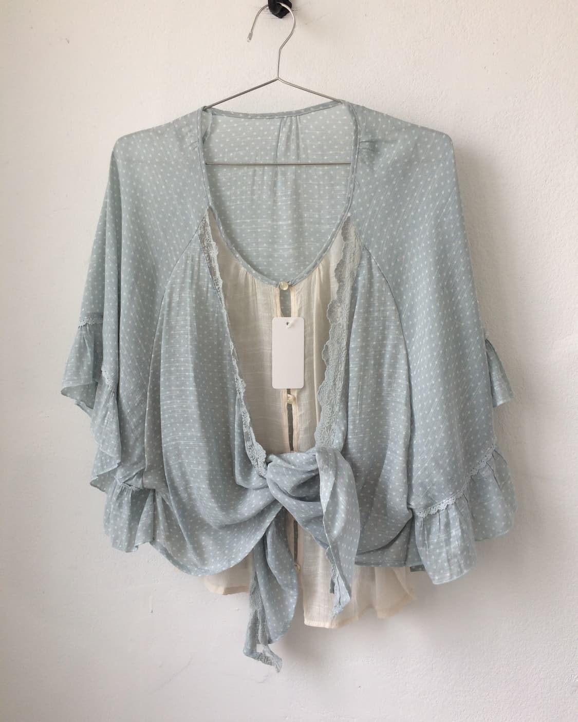 Dot pattern frill layered cardigan 상품이미지4