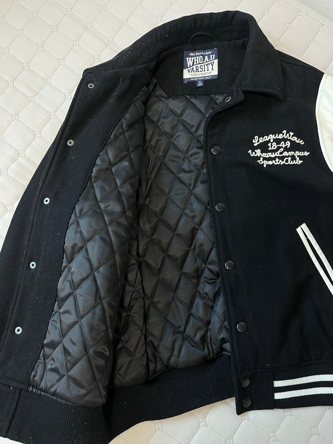 후아유 바시티 자켓 블랙 XL 상품이미지2