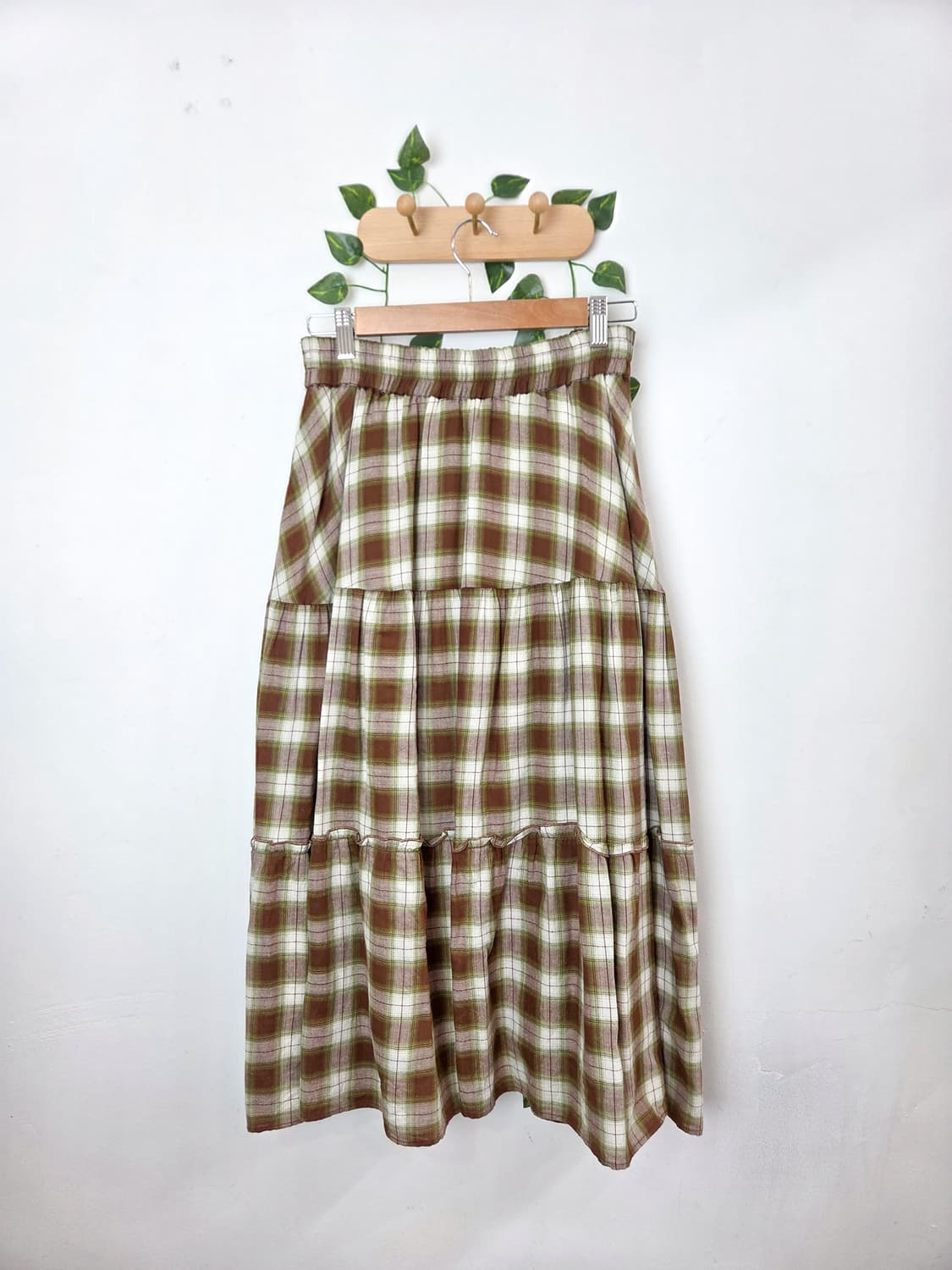 말차초코 체크 캉캉 롱스커트 상품이미지5