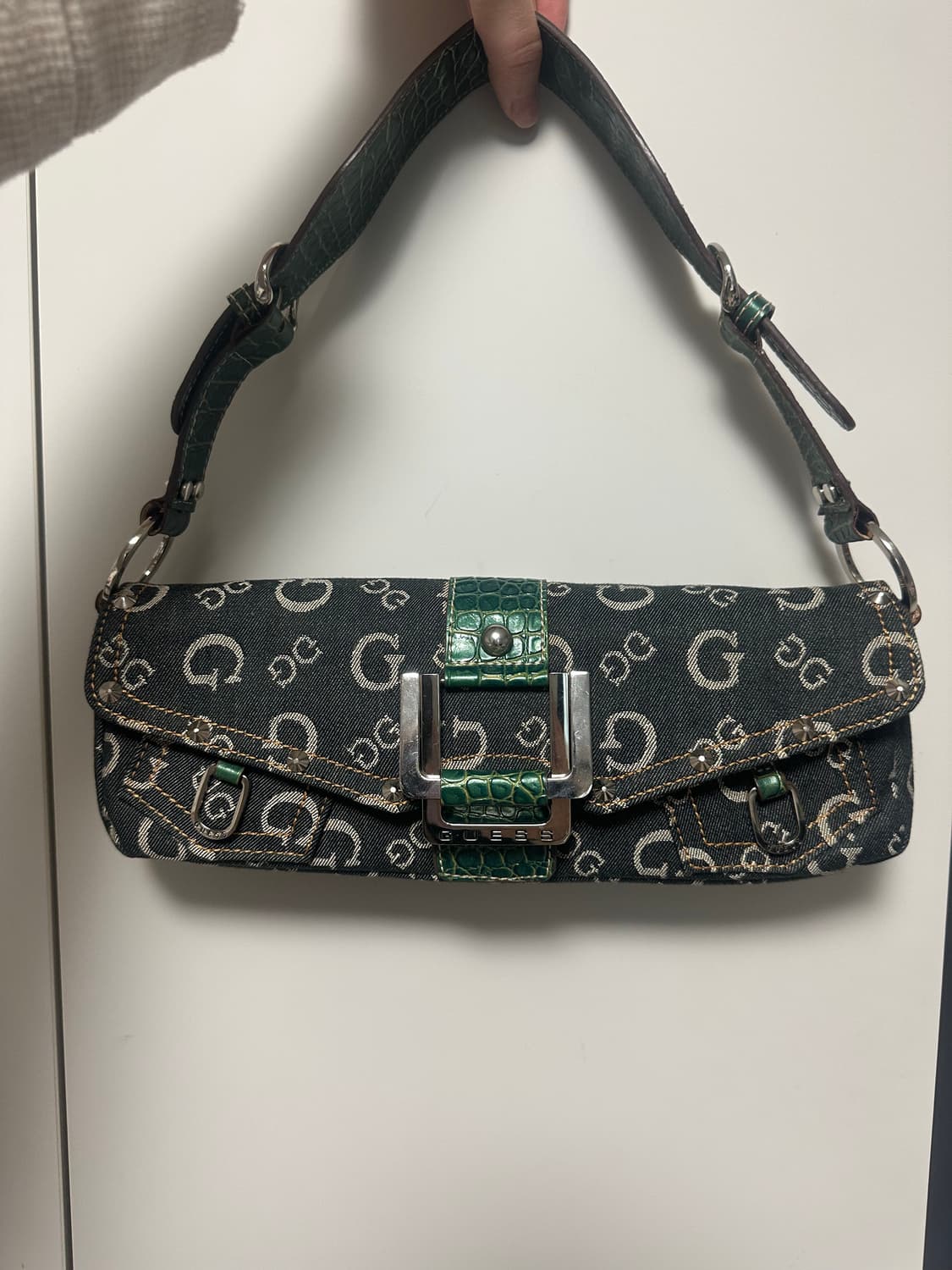 guess y2k 데님 가방 그린색상 상품이미지2