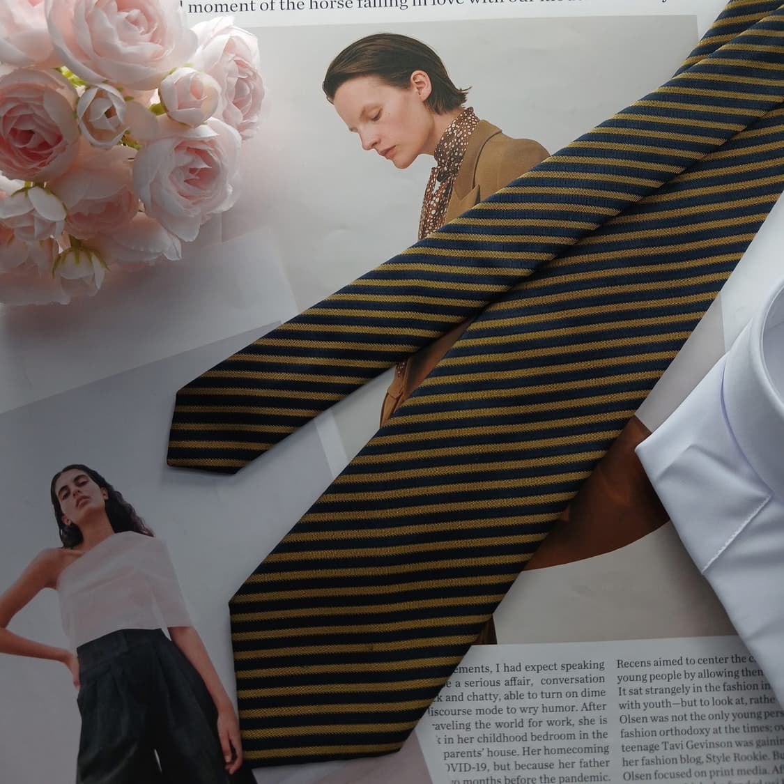 이치바타 실크 네이비 스트라이프 넥타이 8.2cm A~B등급 A18391 상품이미지2