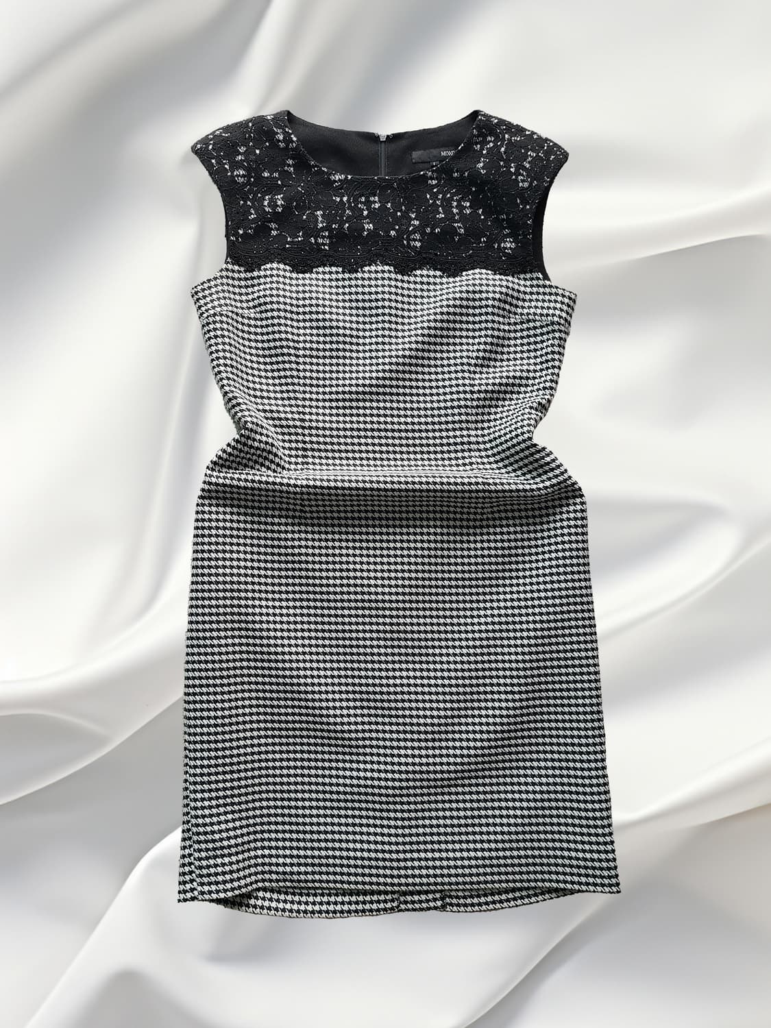 MIXXO 미쏘 블랙 레이스 배색 하운드투스 원피스 상품이미지1