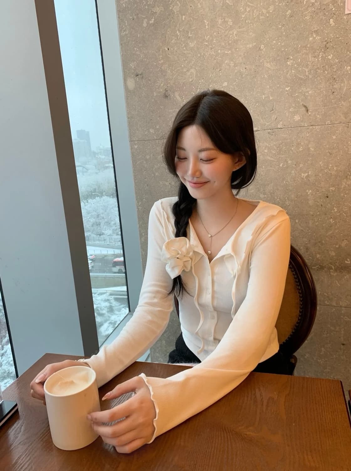 제니오 블루미 프릴 가디건 아이보리 상품이미지2