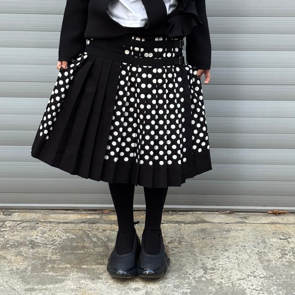 Polka Dot Pleated Leather Strap Kilt Ski 상품이미지10