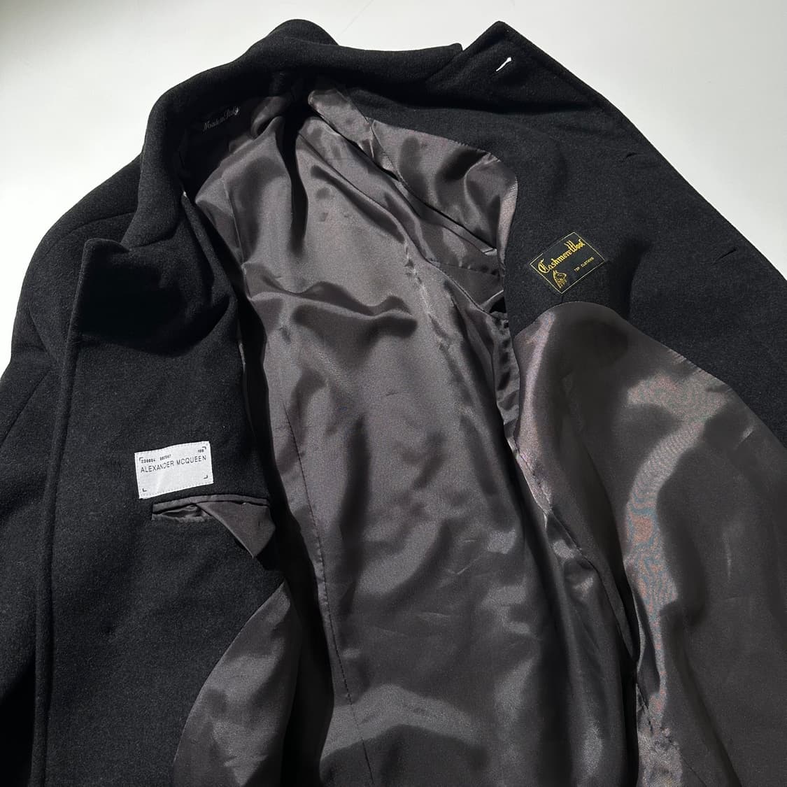 알렉산더 맥퀸 울 캐시미어 싱글 발마칸 롱코트 상품이미지8