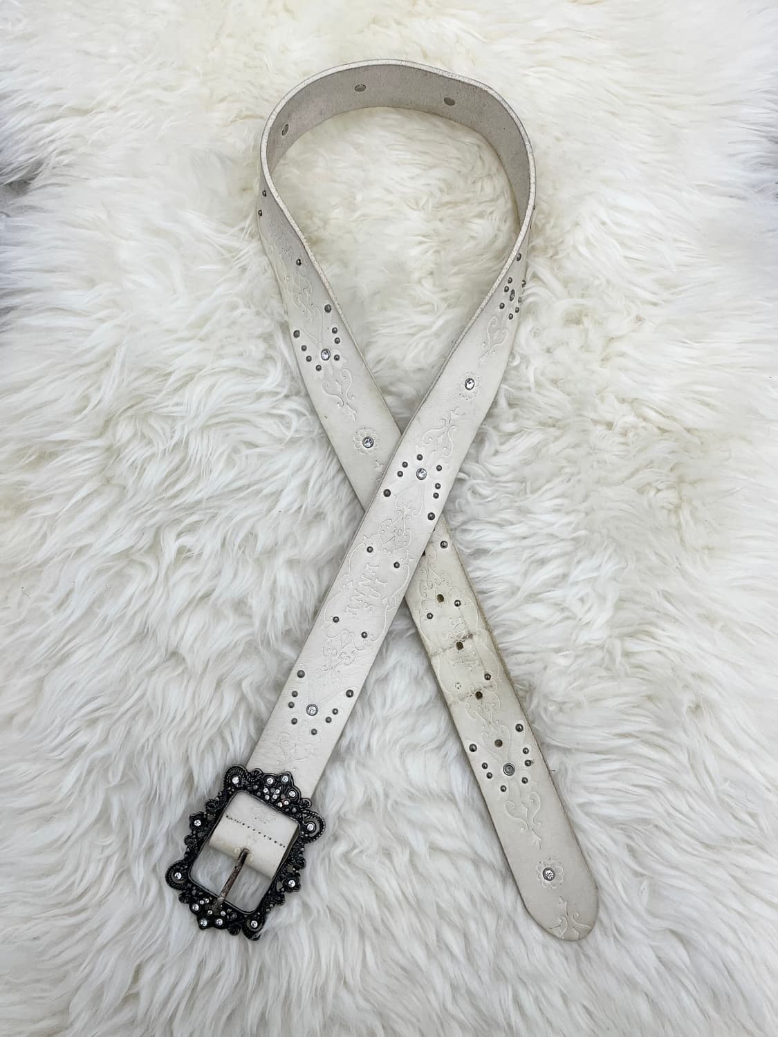 리얼레더 오리엔탈 큐빅 펀칭 버클 벨트 상품이미지1