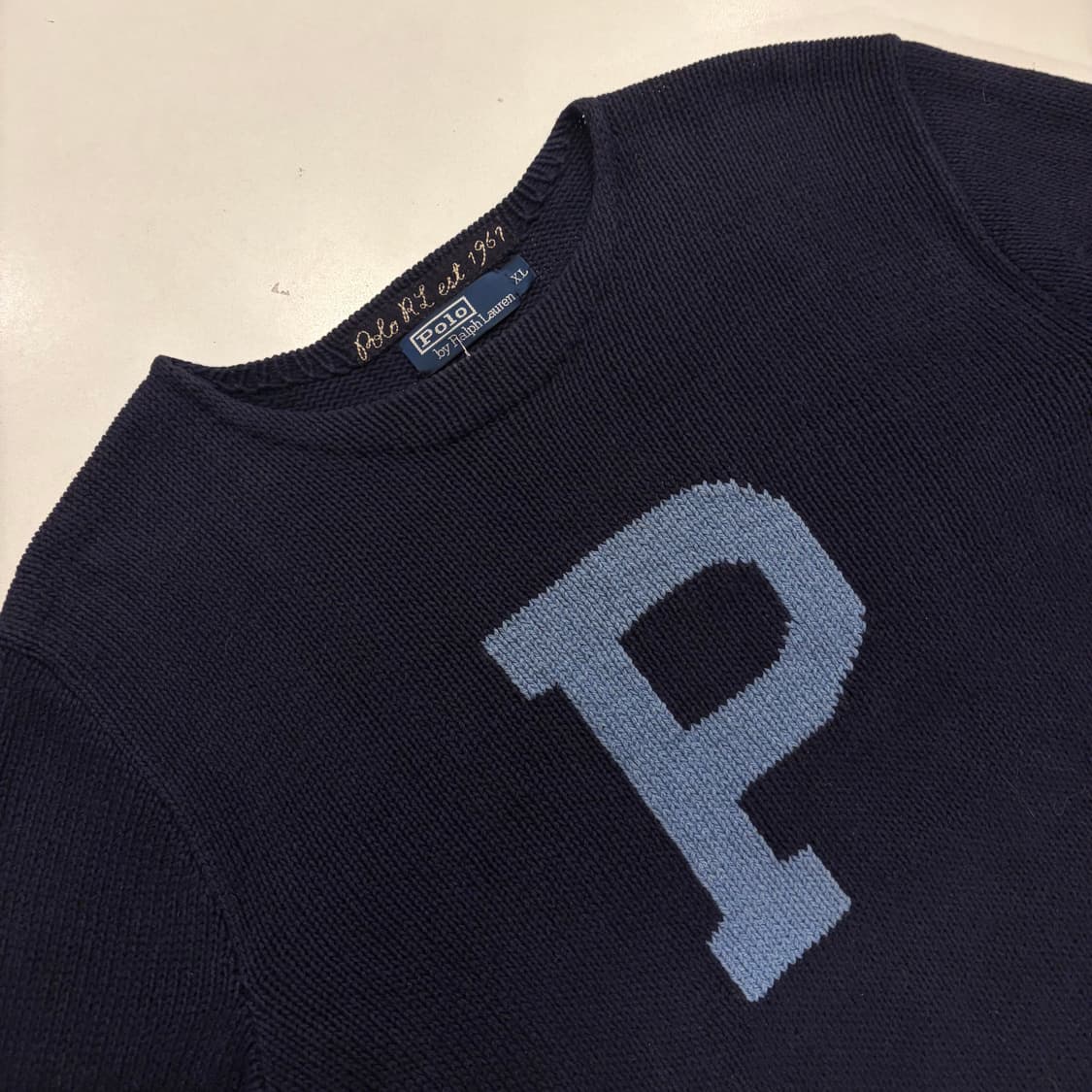 [XL] 폴로 랄프로렌 네이비 니트 P 로고 스웨터 B520 상품이미지3