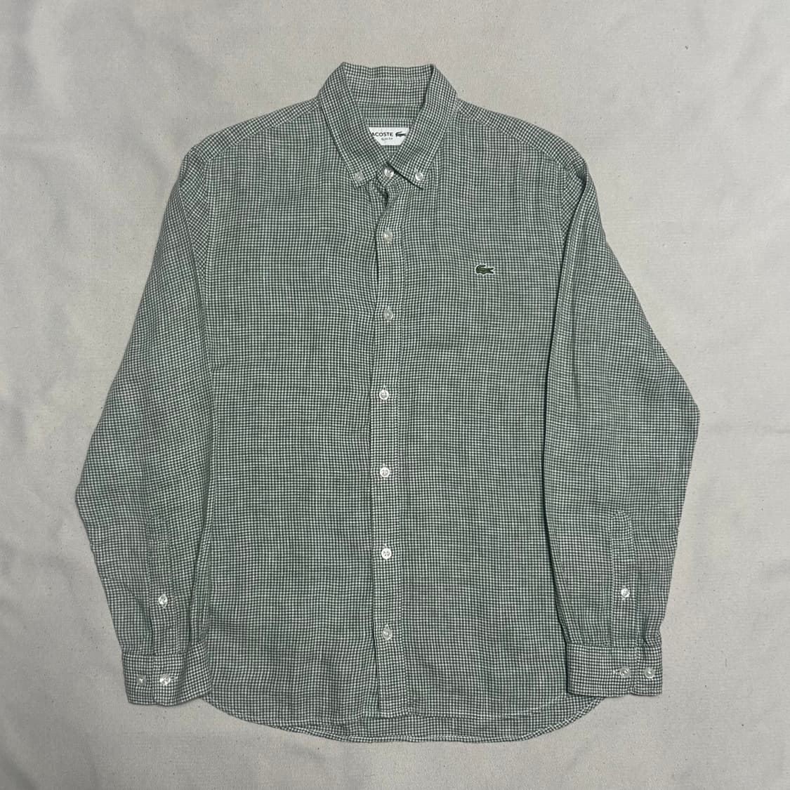 S 라코스테 슬림핏 그린 체크 셔츠 상품이미지2
