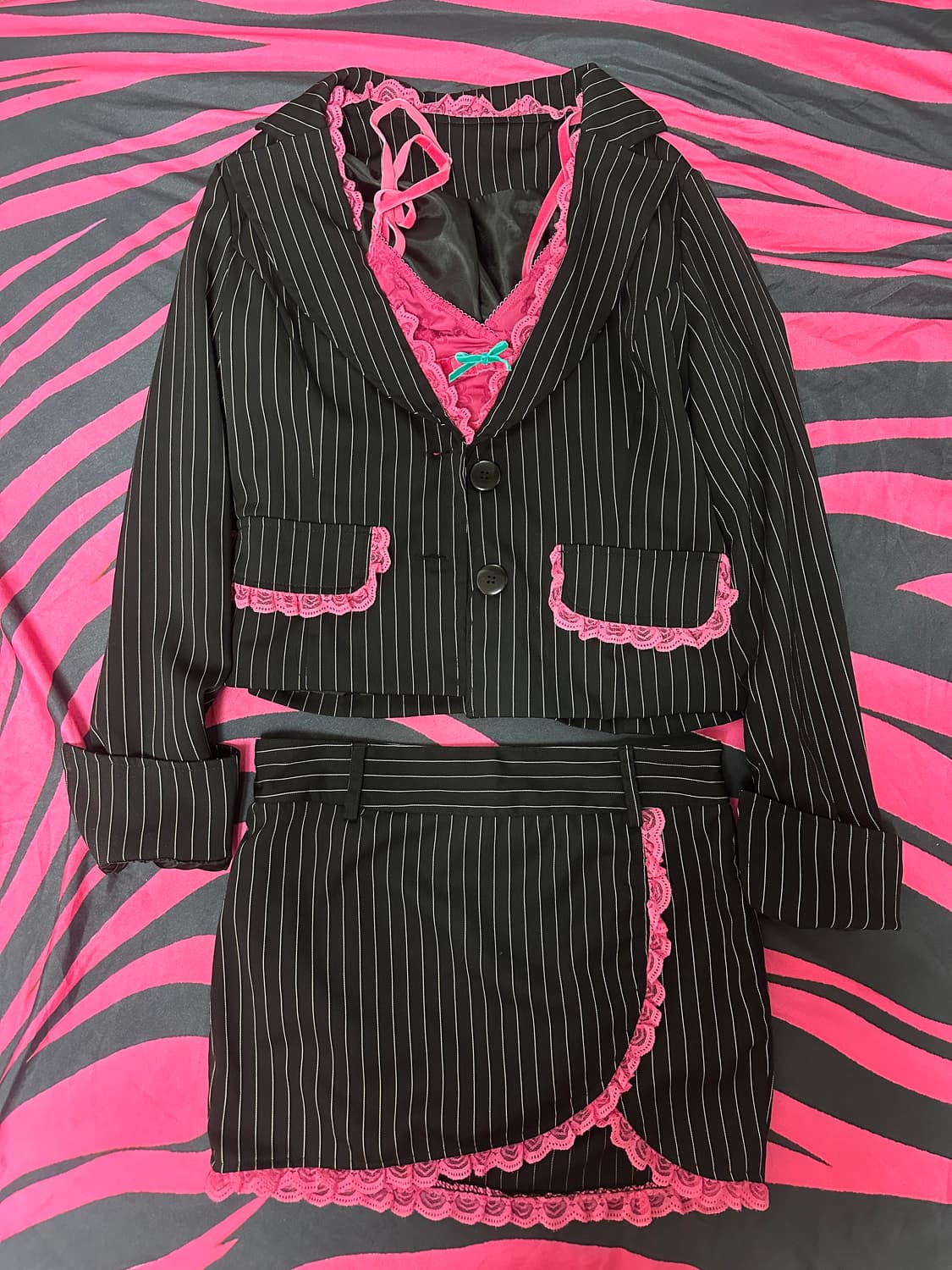일본 빈티지 스트라이프 오네갸루 레이스 정장 마즈깔 상품이미지2