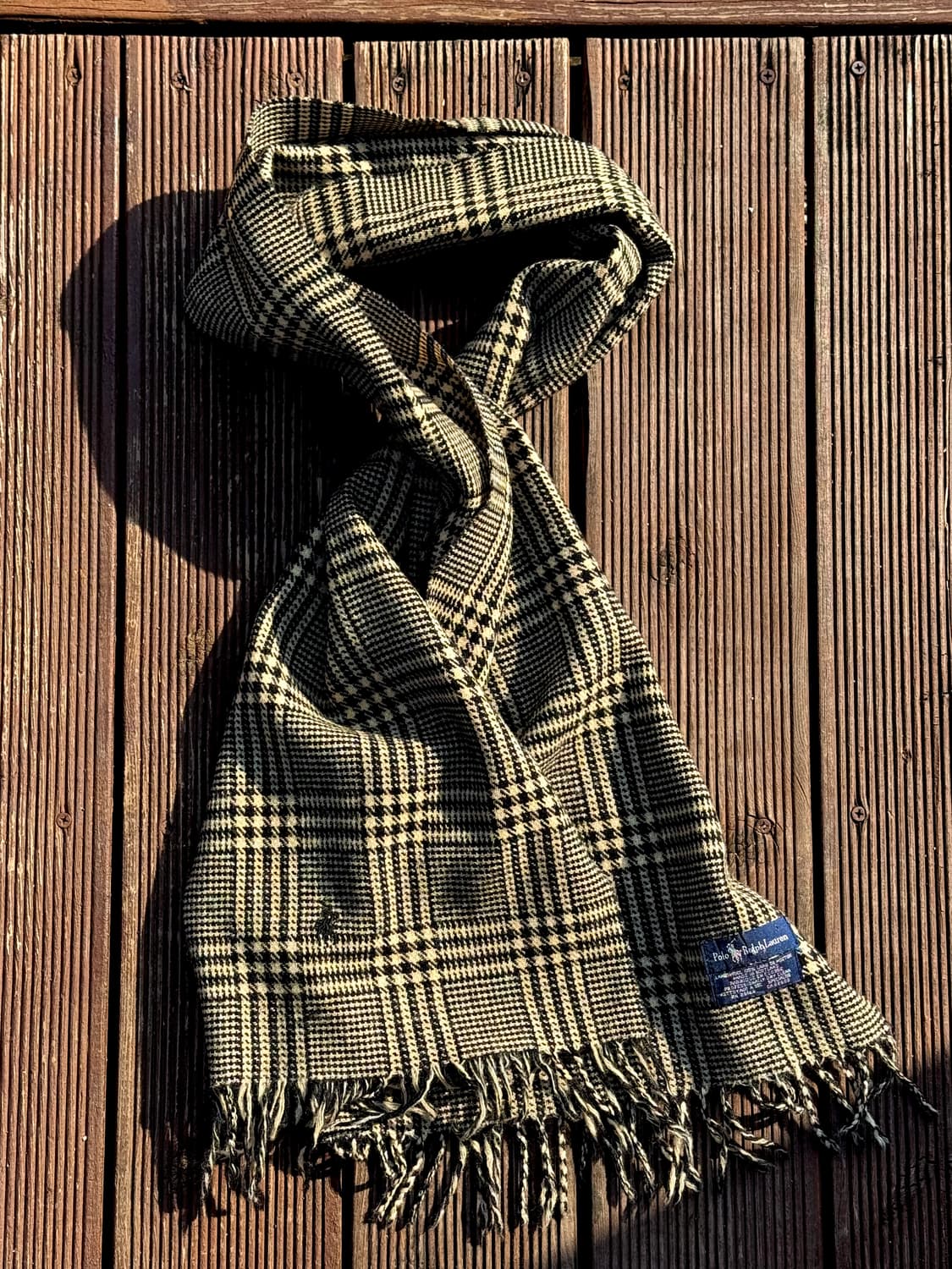 90s 폴로 랄프로렌 하운드 체크 램스울 머플러 상품이미지2