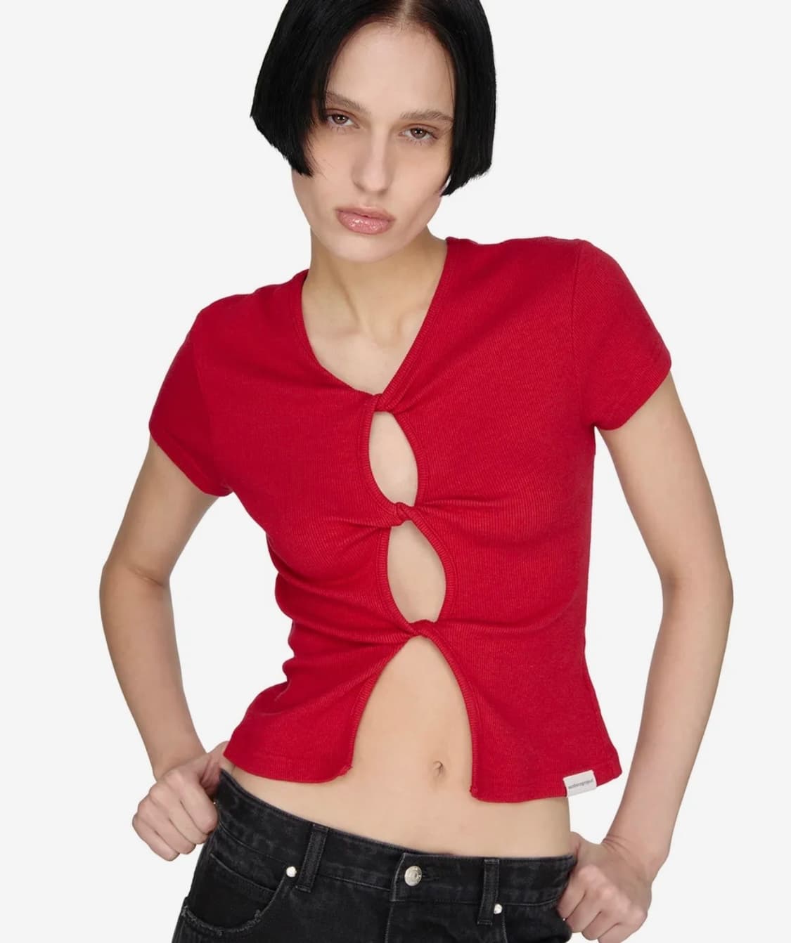 썬번프로젝트 Two-way Twist T-shirt, RED 상품이미지1
