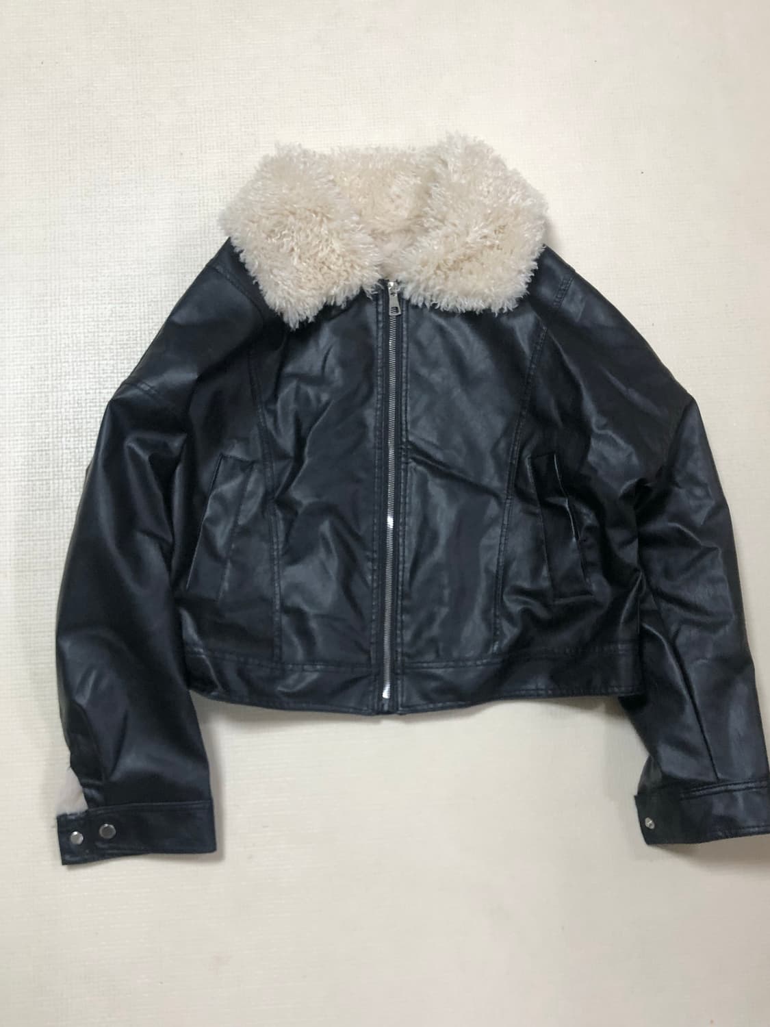 빈티지 블랙 페이크레더 자켓 상품이미지9