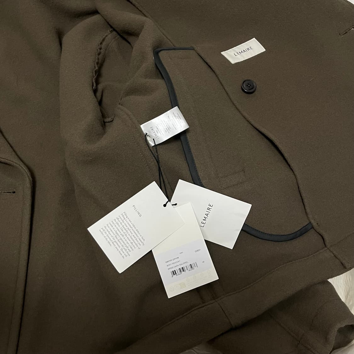 [46,48,50]르메르 25fw 박스 피코트/다크 스쿼럴 상품이미지3