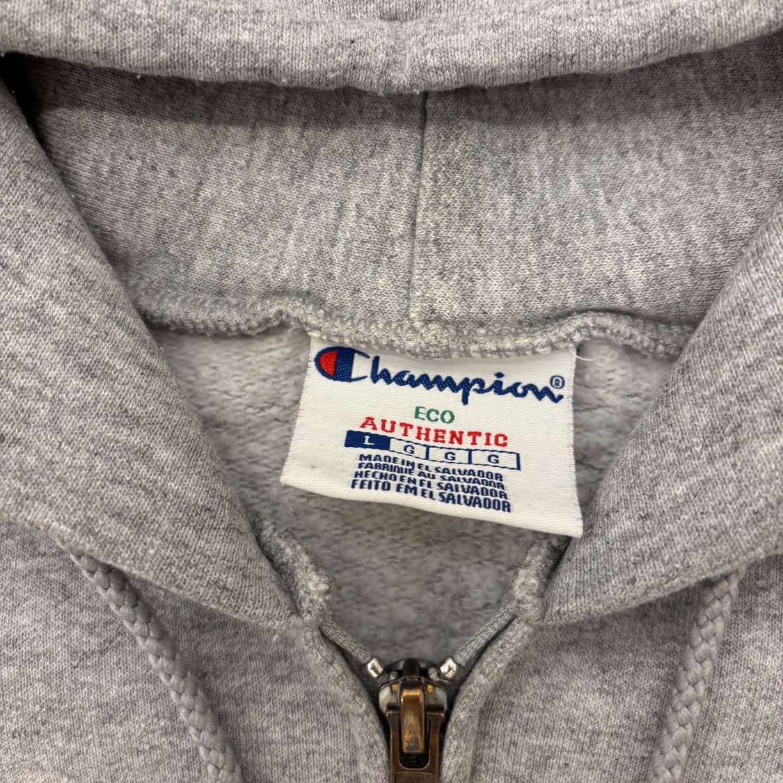 챔피온 그레이 스몰로고 후드 집업 상품이미지3