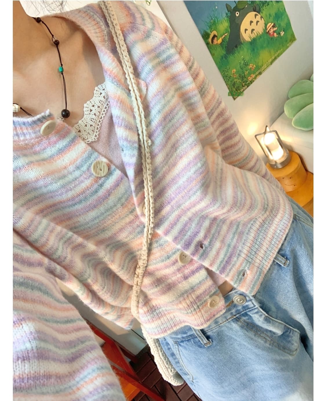 마지 캔디 버튼 가디건 핑크 상품이미지4