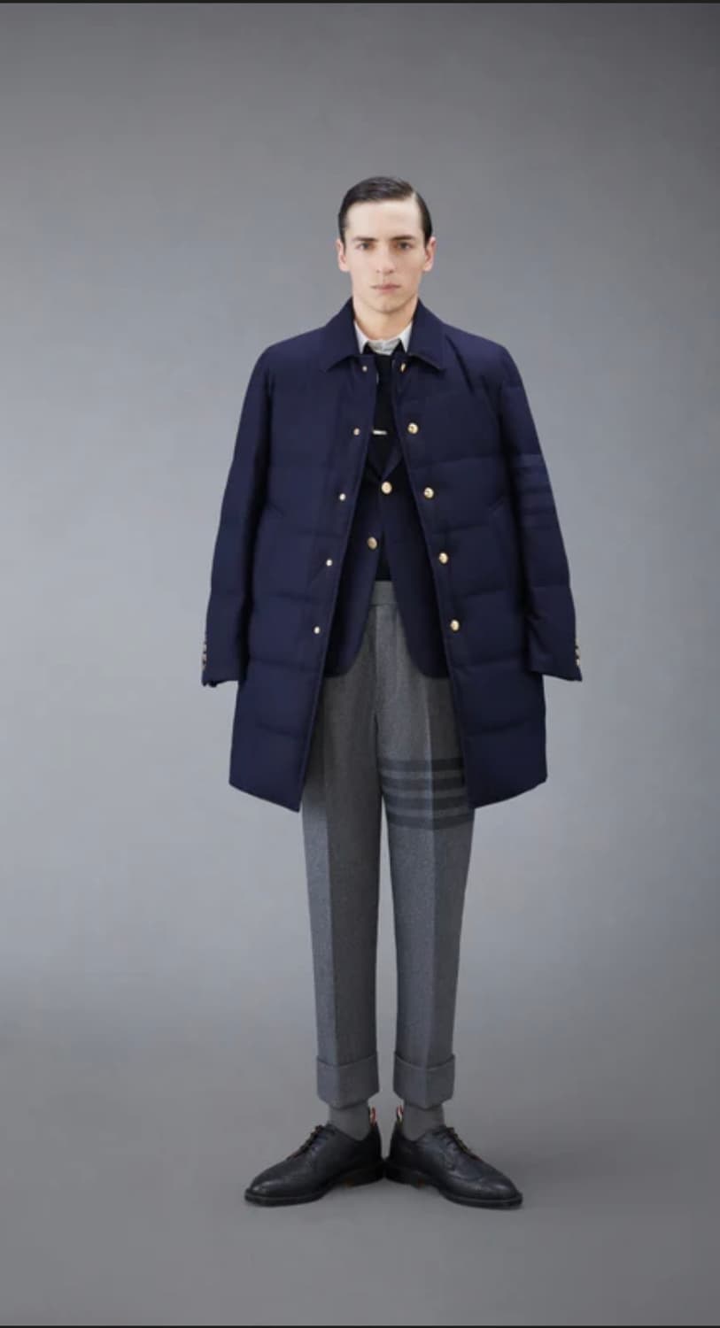 톰브라운 4바 플란넬 패딩 코트 navy 상품이미지1