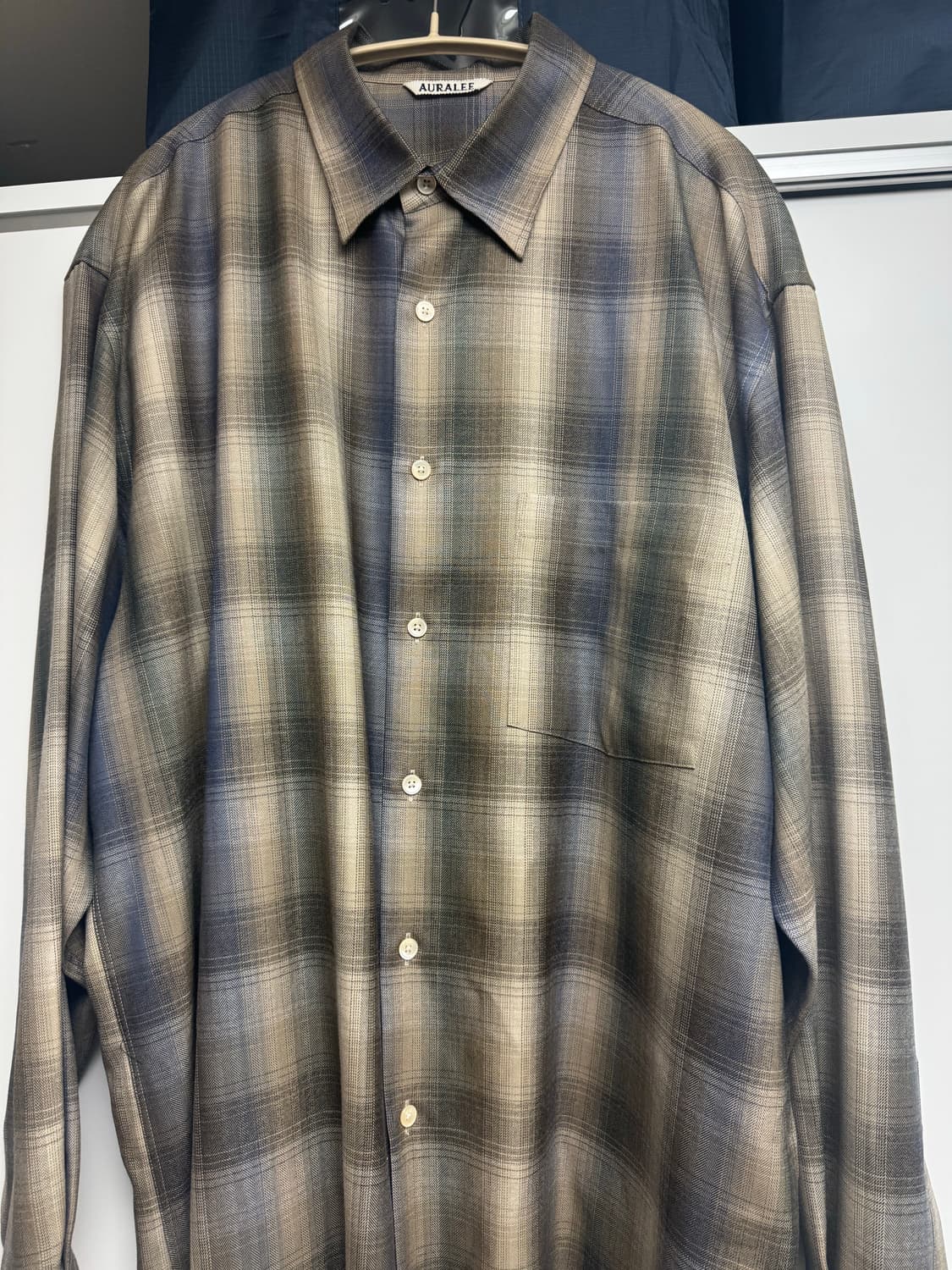 오라리 25aw 슈퍼 라이트 울 체크 셔츠 브라운 블루(사이즈 5, 10 상품이미지2