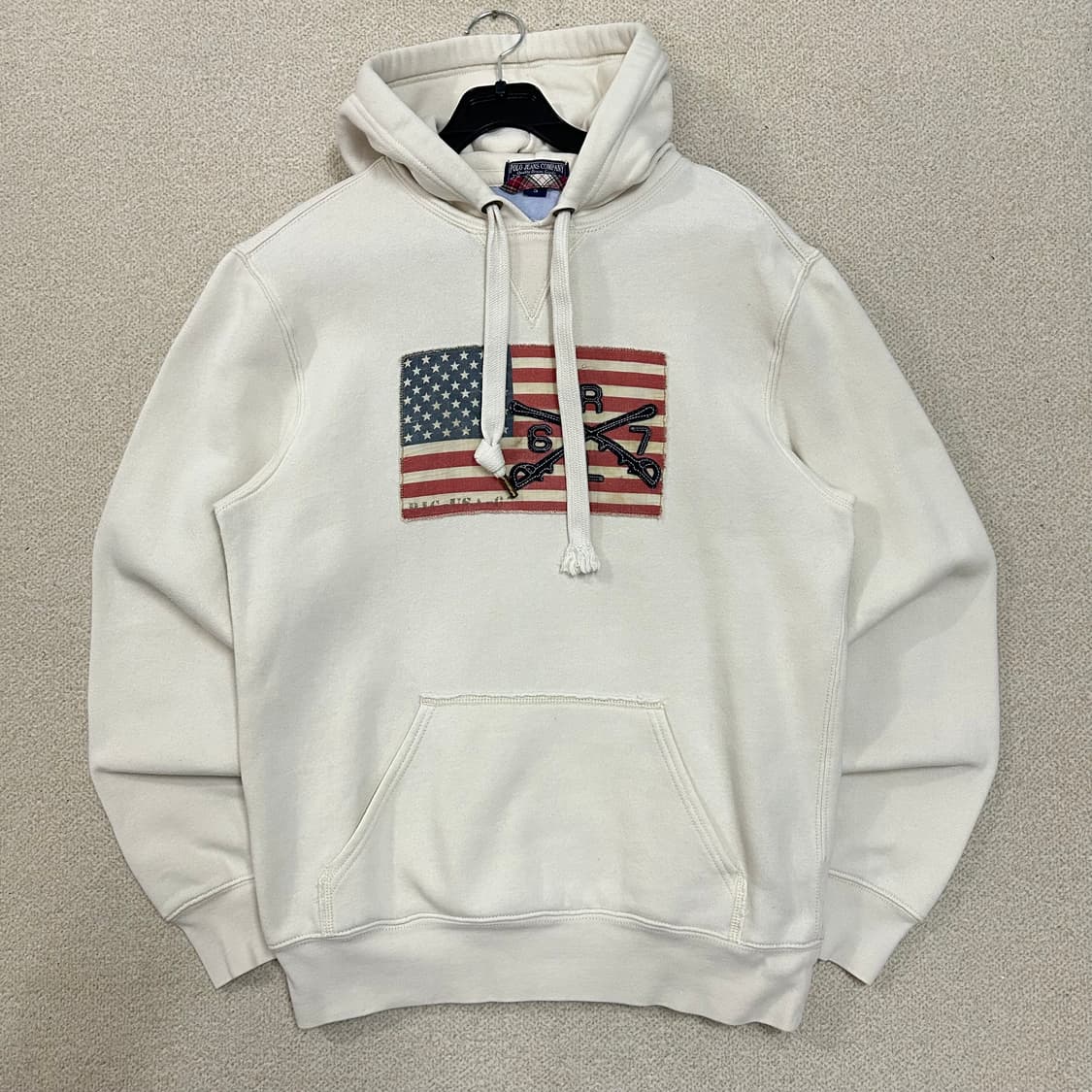 (S) 폴로 성조기 아이보리 후드티  상품이미지1