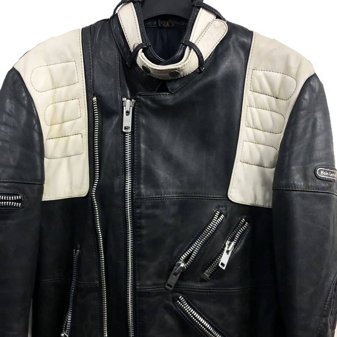 2XL 해체주의 소가죽 레이싱 라이더 자켓 상품이미지3