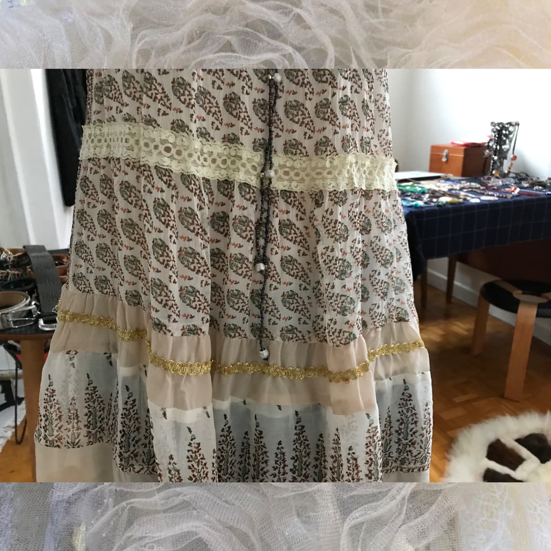 vintage pattern bead sleeveless  상품이미지2