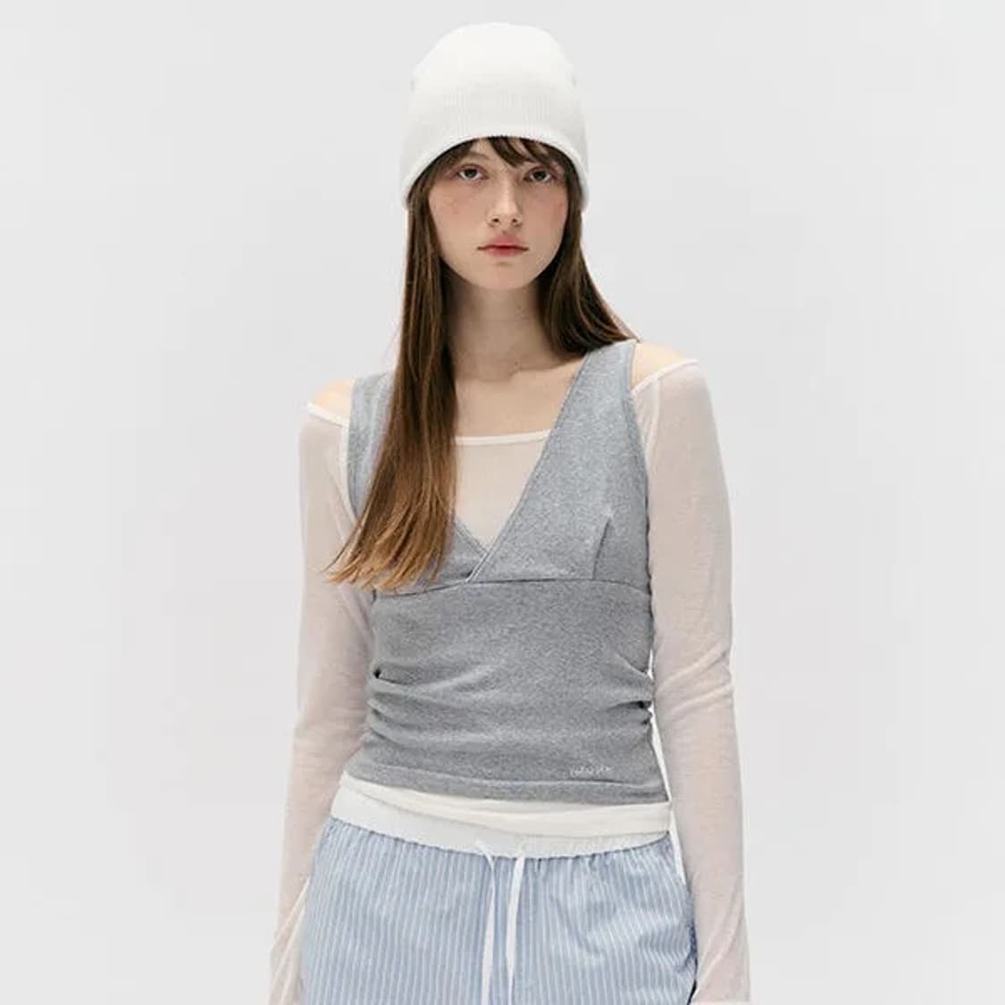 로라로라 슬리브 티셔츠+뷔스티에 세트 상품이미지1