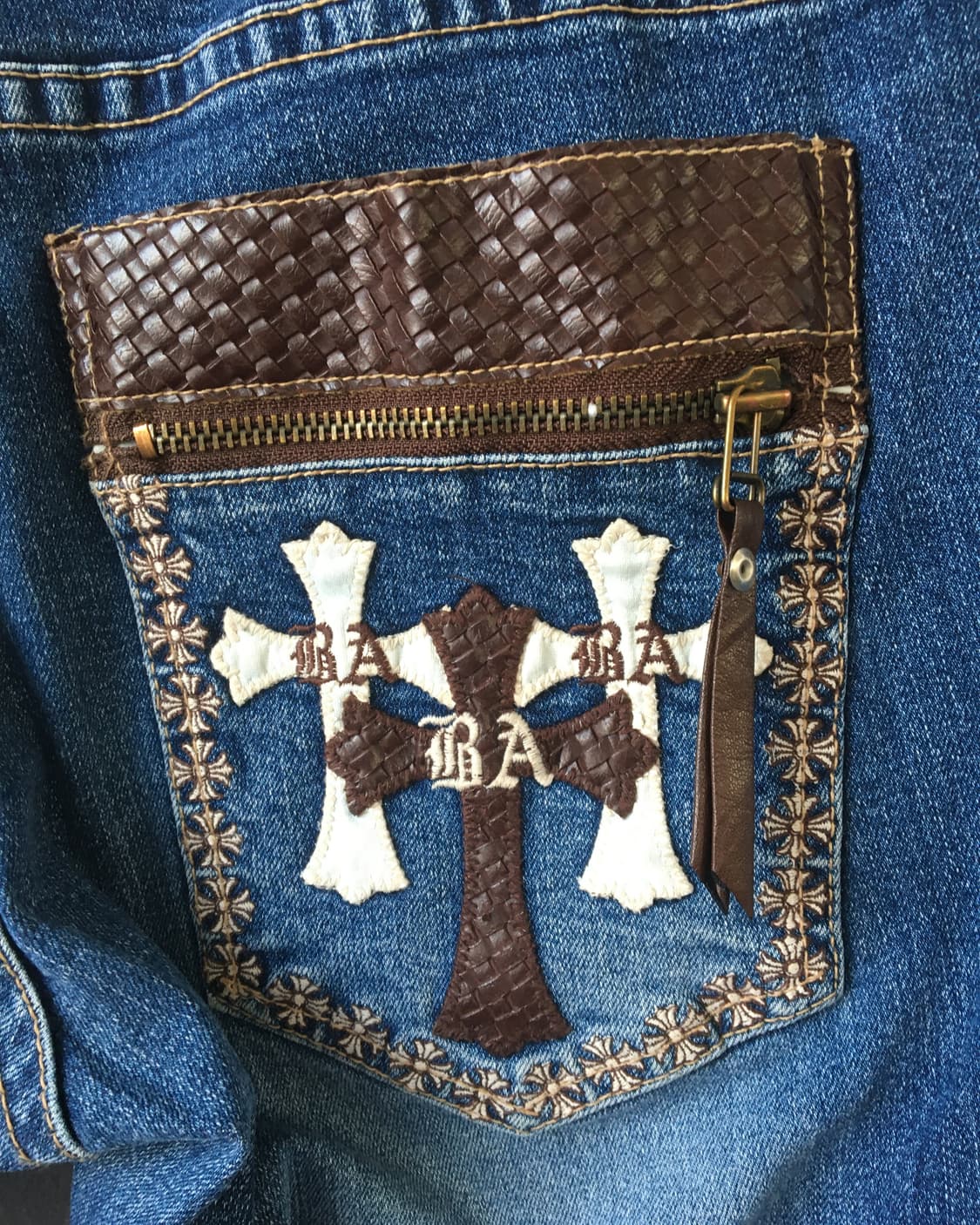 Back pocket cross point denim pants 상품이미지7