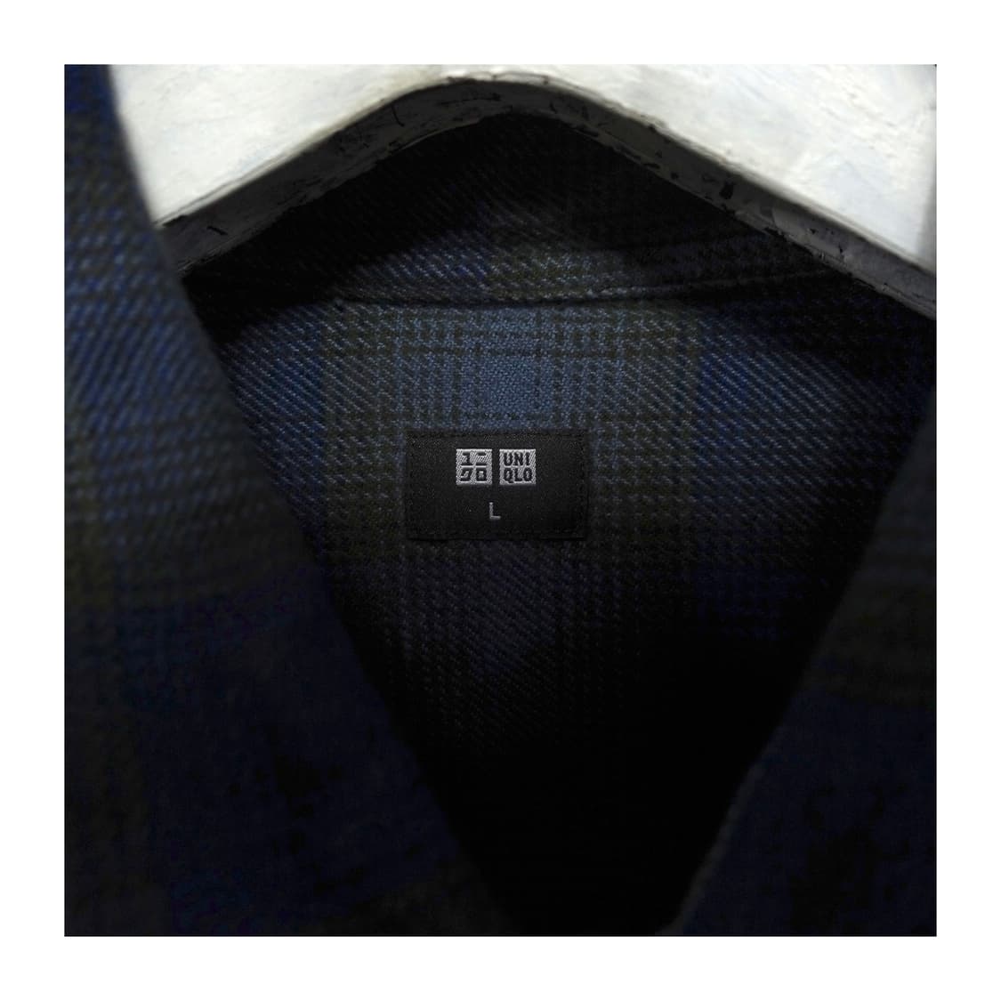 [L] UNIQLO 유니클로 블루 블랙 체크 플란넬 셔츠 상품이미지6