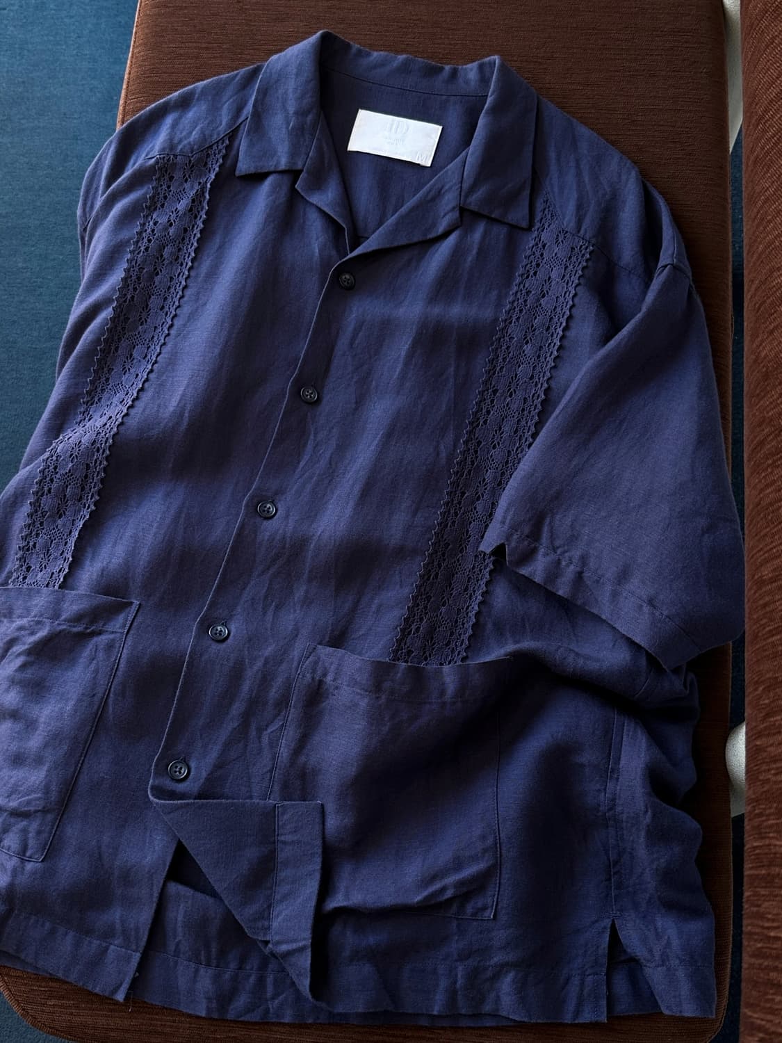 Natural linen rayon guayabera shirt 상품이미지1
