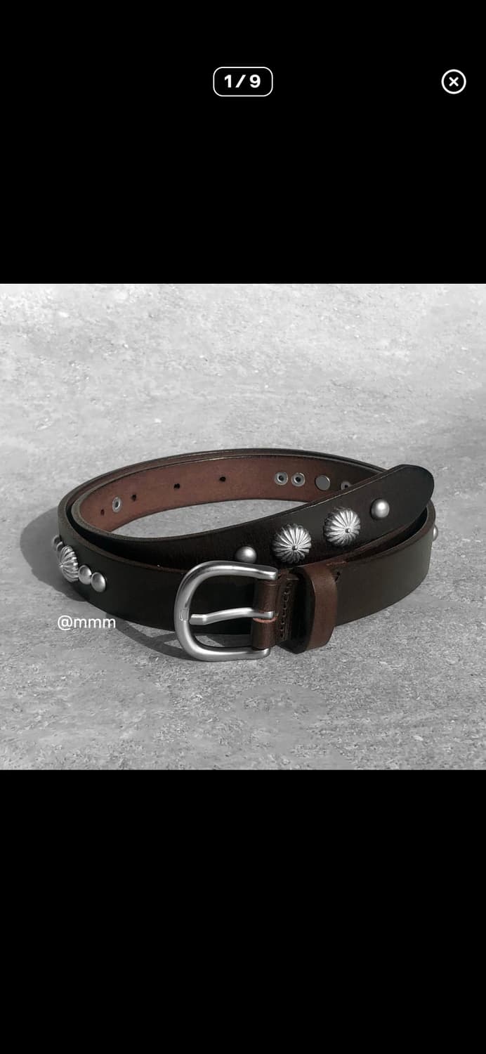 찡 스터드 가죽 벨트 브라운 상품이미지1