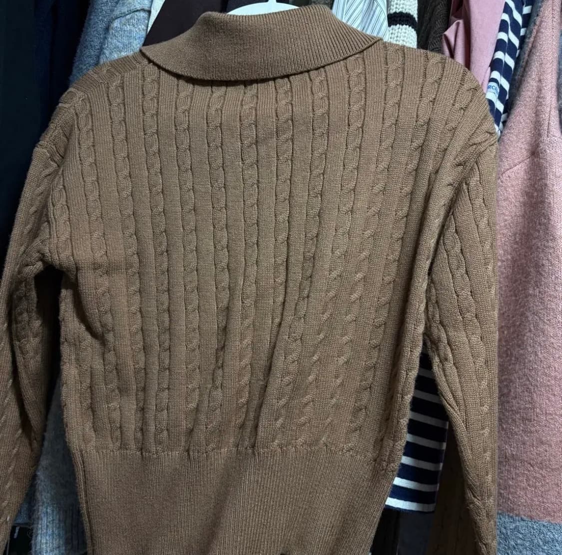 폴로랄프로렌 케이블 니트 집업 브라운 s 폴로 상품이미지2