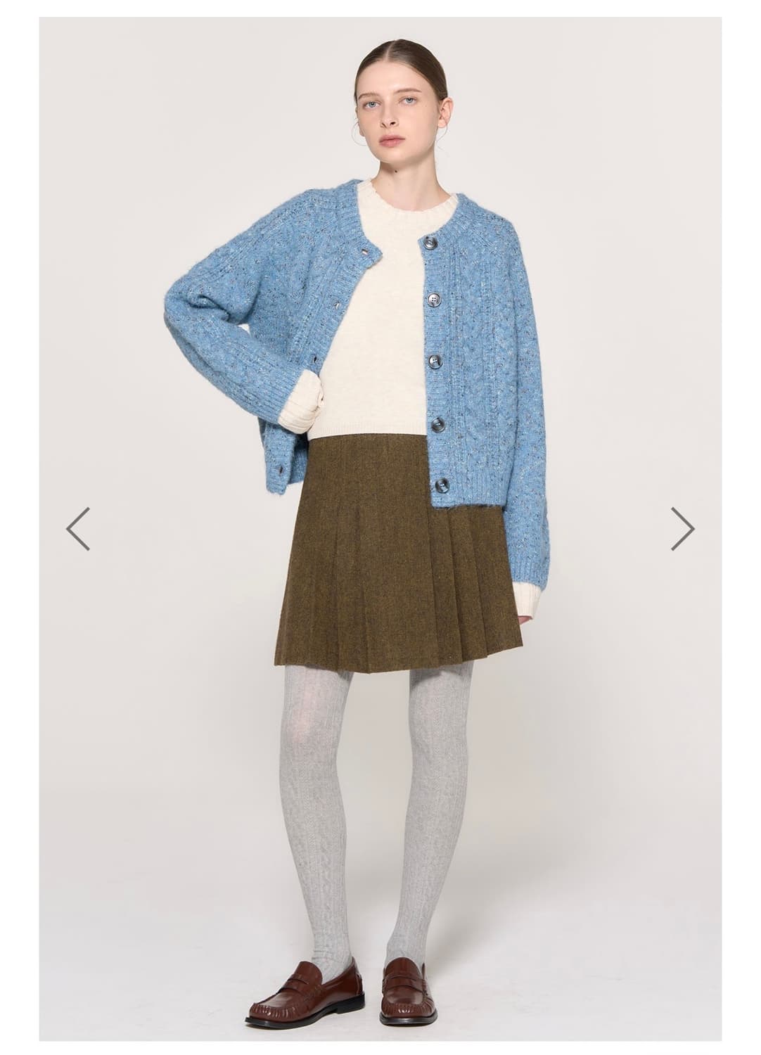 제너럴아이디어 WOMAN 울 더스트 케이블 가디건 블루 상품이미지4