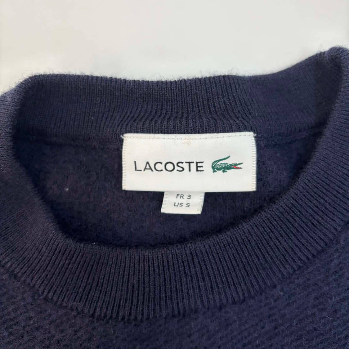 라코스테 네이비 울100% 크루넥 니트(S) 상품이미지4