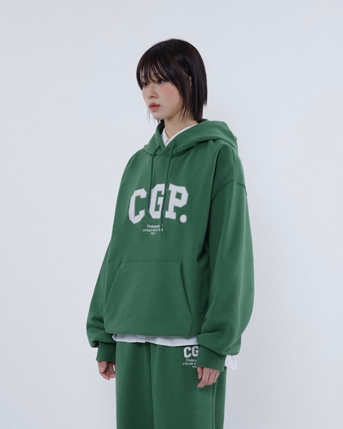 코드그라피 CGP 아치 로고 후디 그린 논기모 M 상품이미지1