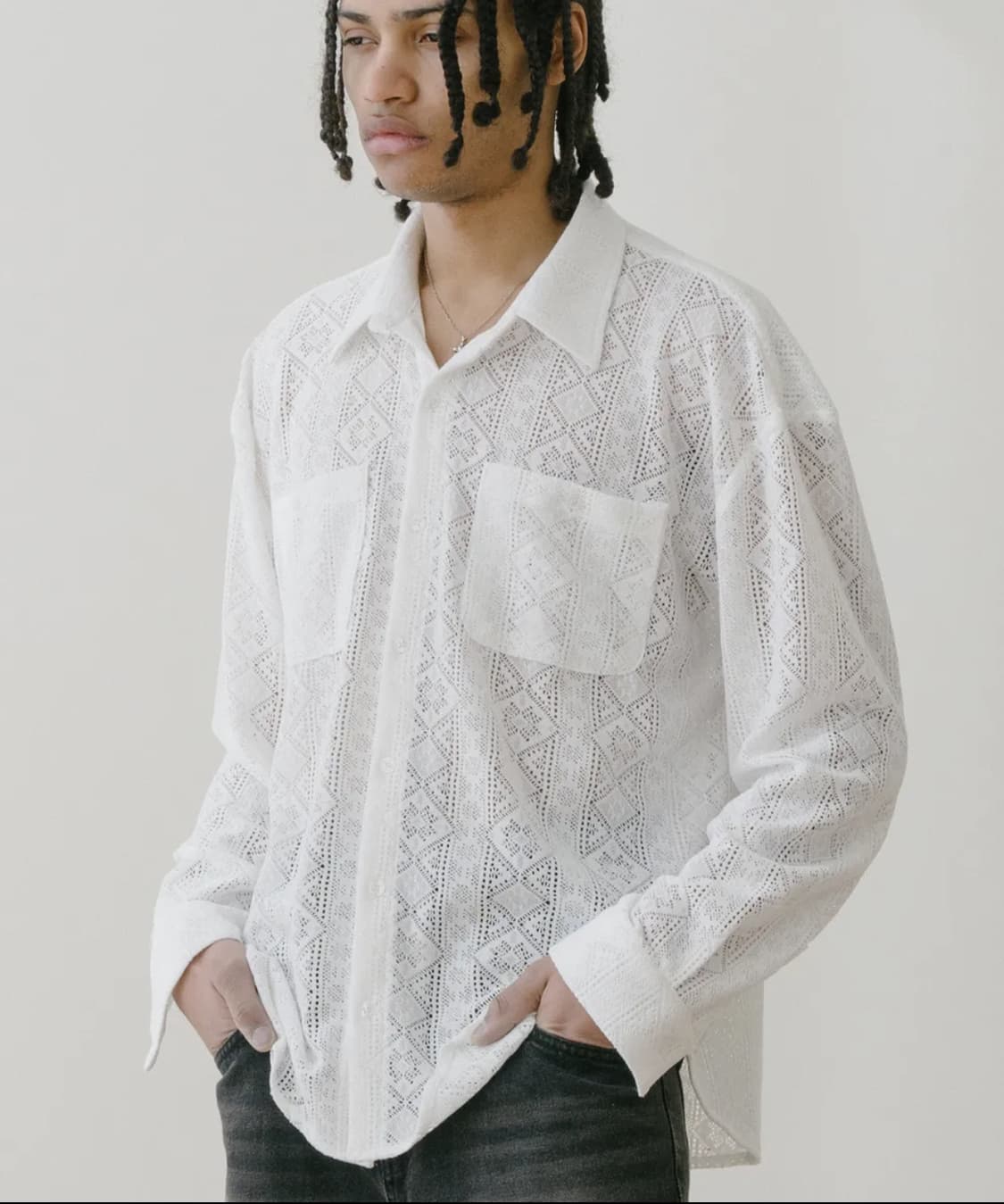 바스틱 투 포켓 레이스 셔츠 아이보리 M 상품이미지1