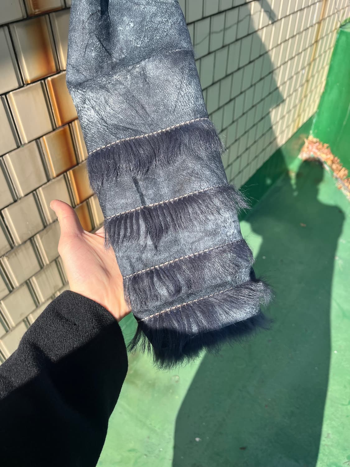 Rabbit skin fur Reather coat 상품이미지4